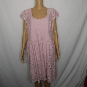 HeartSoul Plus Pink Floral Lace Scoop Neck Dress